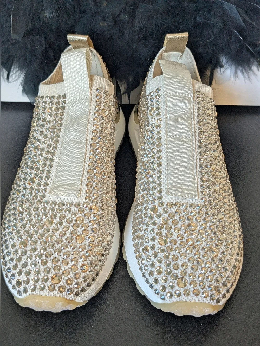 Michael Kors Gold Cream Blingy Rhinestone Sneakers